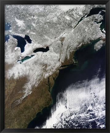 Framed Snow Cover Stretching from Canada Southward to West Virginia Print