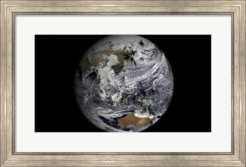 Framed January 2, 2009 - Cloud Simulation of the Full Earth Print