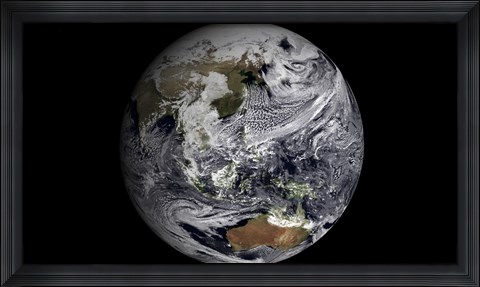 Framed January 2, 2009 - Cloud Simulation of the Full Earth Print