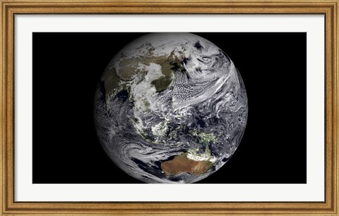 Framed January 2, 2009 - Cloud Simulation of the Full Earth Print