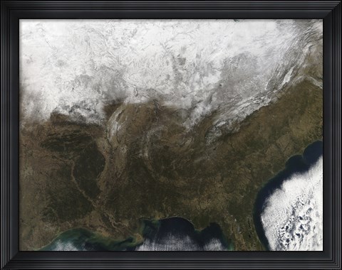 Framed Snow Cover over the United States Print