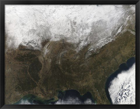 Framed Snow Cover over the United States Print
