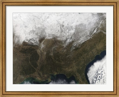 Framed Snow Cover over the United States Print