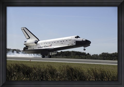 Framed Space Shuttle Atlantis Touches Down at Kennedy Space Center, Florida Print