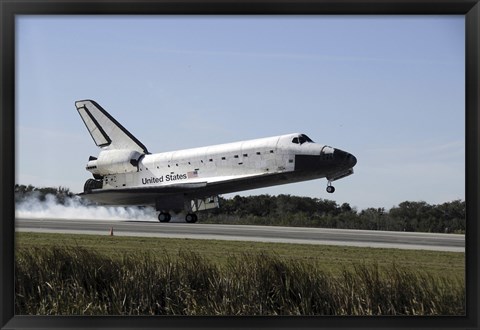 Framed Space Shuttle Atlantis Touches Down at Kennedy Space Center, Florida Print