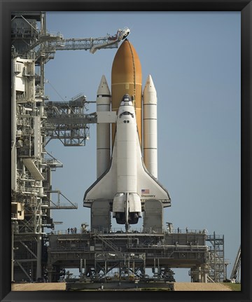 Framed Space Shuttle Discovery Sits Ready on the Launch Pad at Kennedy Space Center Print