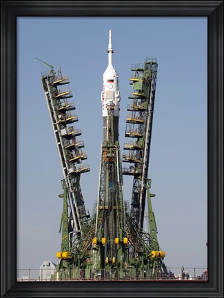 Framed Launch Scaffolding is Raised into place around the Soyuz Rocket Print
