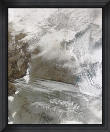 Framed Snow Cover Encircles Bo Hai and Extends to the North and West of that Water Body Print