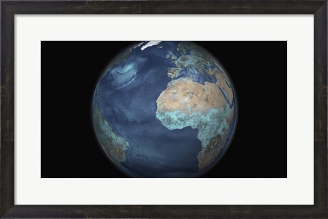 Framed Full Earth Showing Evaporation over the Atlantic Ocean and the Surrounding Continents Print