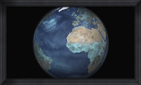 Framed Full Earth Showing Evaporation over the Atlantic Ocean and the Surrounding Continents Print