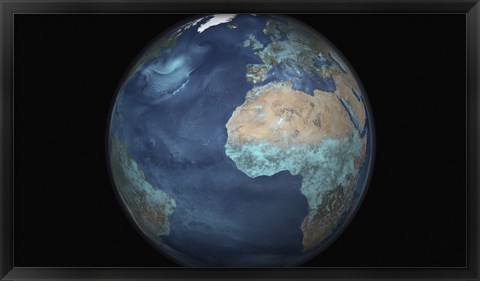 Framed Full Earth Showing Evaporation over the Atlantic Ocean and the Surrounding Continents Print