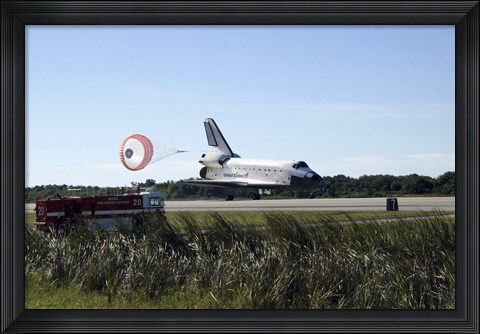 Framed Space Shuttle Atlantis Unfurls its Drag Chute upon Landing at Kennedy Space Center, Florida Print