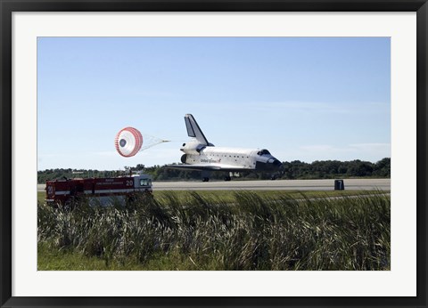 Framed Space Shuttle Atlantis Unfurls its Drag Chute upon Landing at Kennedy Space Center, Florida Print