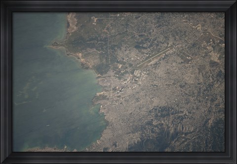Framed Aerial view of the Port-au-Prince area of Haiti Print