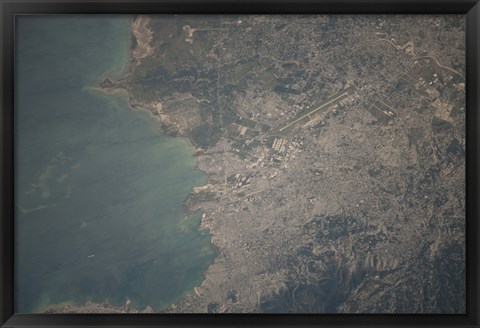 Framed Aerial view of the Port-au-Prince area of Haiti Print
