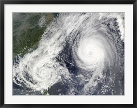 Framed Tropical Storm Parma and Super Typhoon Melor Print