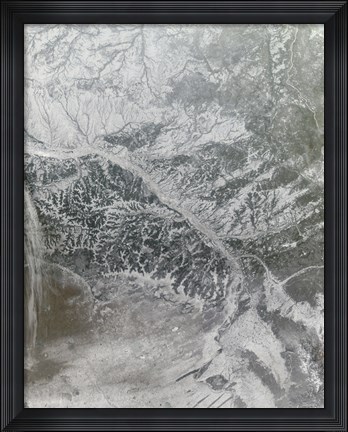 Framed Snowy and Hazy Central Russia showing the Ob River Print