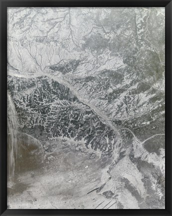 Framed Snowy and Hazy Central Russia showing the Ob River Print