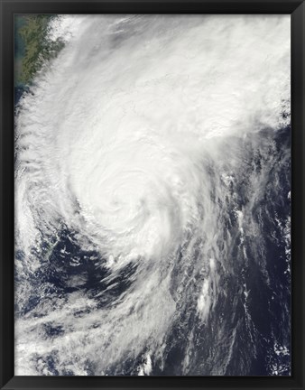 Framed Typhoon Melor approaching Japan Print