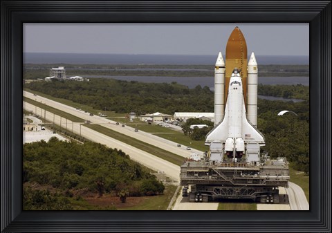Framed Space Shuttle Discovery Resting on the Mobile Launcher Platform Print