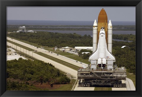 Framed Space Shuttle Discovery Resting on the Mobile Launcher Platform Print