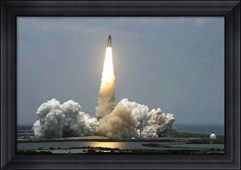 Framed Space Shuttle Atlantis Lifts off into the Sky Print