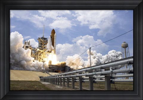 Framed Space Shuttle Atlantis Lifts off from its Launch Pad Print
