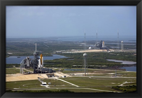 Framed Space Shuttle Atlantis on Launch Pad 39A is Accompanied by Space Shuttle Endeavour on Launch Pad 39B Print