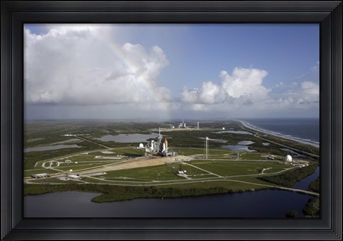 Framed Space Shuttle Atlantis and Endeavour Sit on their Launch Pads at Kennedy Space Center Print