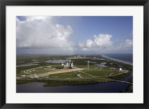 Framed Space Shuttle Atlantis and Endeavour Sit on their Launch Pads at Kennedy Space Center Print