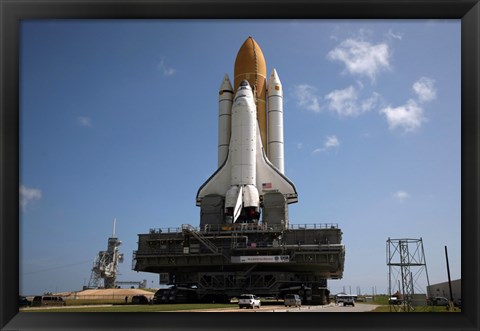 Framed Space Shuttle Discovery makes its way to the launch pad at Kennedy Space Center Print