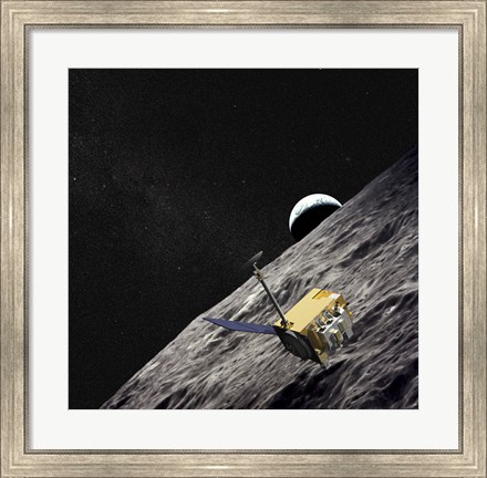 Framed Artist Concept of the Lunar Reconnaissance Orbiter Print