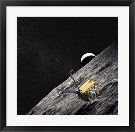 Framed Artist Concept of the Lunar Reconnaissance Orbiter Print