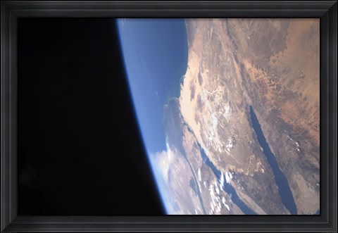Framed High Oblique Scene looking toward the Sinai Peninsula and the Mediterranean Sea Print