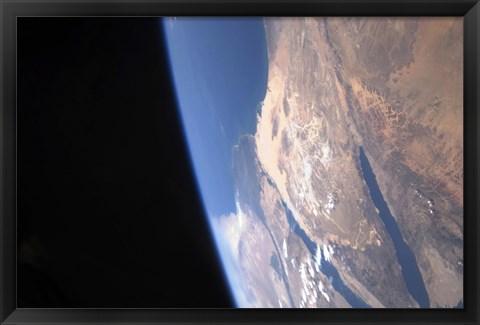 Framed High Oblique Scene looking toward the Sinai Peninsula and the Mediterranean Sea Print