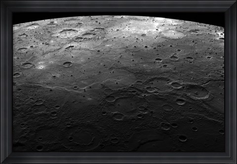 Framed Large Craters on the Planet Mercury Print