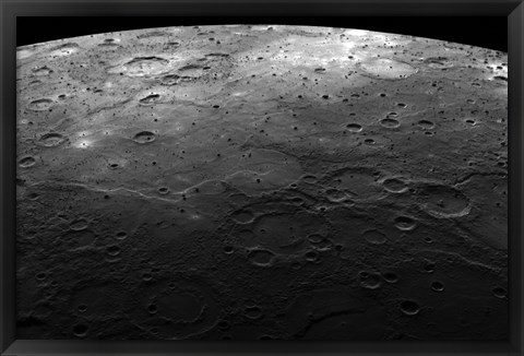 Framed Large Craters on the Planet Mercury Print