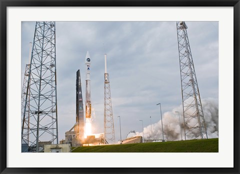 Framed Fire and Smoke Signal the Liftoff of the Atlas V/Centaur Launch Vehicle Print