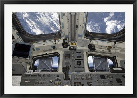 Framed view from Inside the Flight Deck of Space Shuttle Atlantis Print