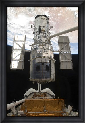Framed Hubble Space Telescope is Released from the Cargo Bay of Space Shuttle Atlantis Print