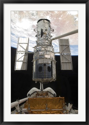 Framed Hubble Space Telescope is Released from the Cargo Bay of Space Shuttle Atlantis Print