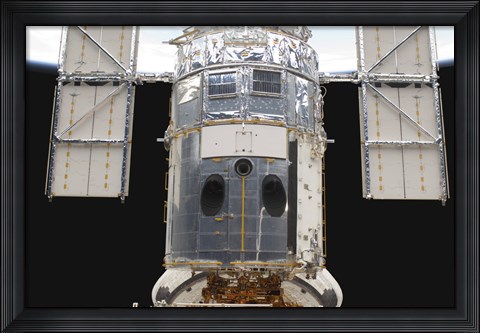 Framed Portion of the Hubble Space Telescope Locked down in the Cargo Bay of Space Shuttle Atlantis Print