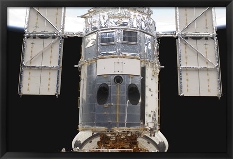 Framed Portion of the Hubble Space Telescope Locked down in the Cargo Bay of Space Shuttle Atlantis Print