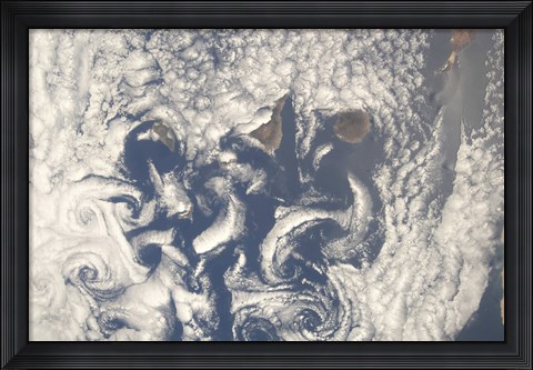 Framed Cloud Vortices in the area of the Canary Islands in the North Atlantic Ocean Print