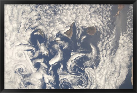 Framed Cloud Vortices in the area of the Canary Islands in the North Atlantic Ocean Print