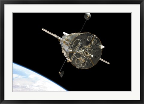 Framed Hubble Space Telescope in Orbit above Earth Print