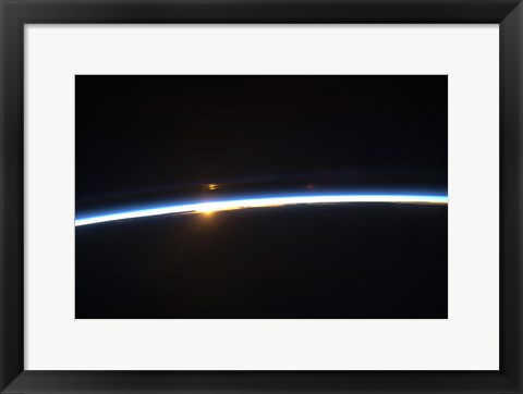 Framed Thin line of Earth&#39;s Atmosphere and the Rising Sun Print