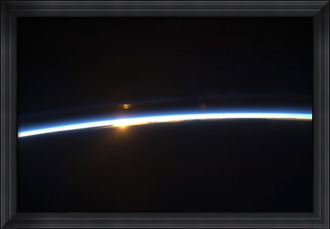 Framed Thin line of Earth&#39;s Atmosphere and the Rising Sun Print