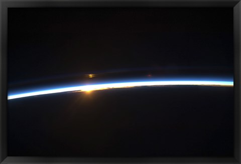 Framed Thin line of Earth&#39;s Atmosphere and the Rising Sun Print