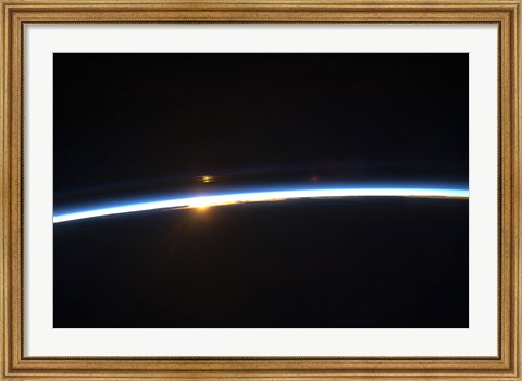 Framed Thin line of Earth&#39;s Atmosphere and the Rising Sun Print